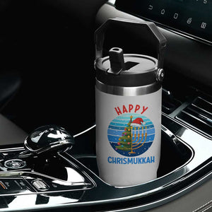 Happy Chrismukkah Flip Straw Tumbler Menorah Candle Christmas Tree Holiday Jewish Gift TS12 Print Your Wear