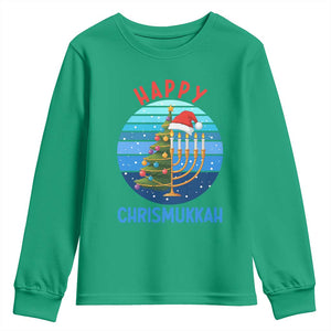 Happy Chrismukkah Youth Sweatshirt Menorah Candle Christmas Tree Holiday Jewish Gift TS12 Irish Green Print Your Wear