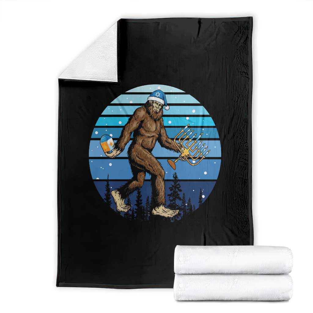 Funny Christmas Hanukkah Bigfoot Lover Throw Blanket Jewish Holiday Gift TS12 Black Print Your Wear