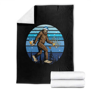 Funny Christmas Hanukkah Bigfoot Lover Throw Blanket Jewish Holiday Gift TS12 Black Print Your Wear