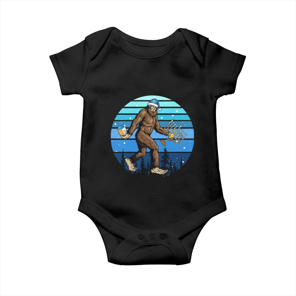 Funny Christmas Hanukkah Bigfoot Lover Baby Onesie Jewish Holiday Gift TS12 Black Print Your Wear
