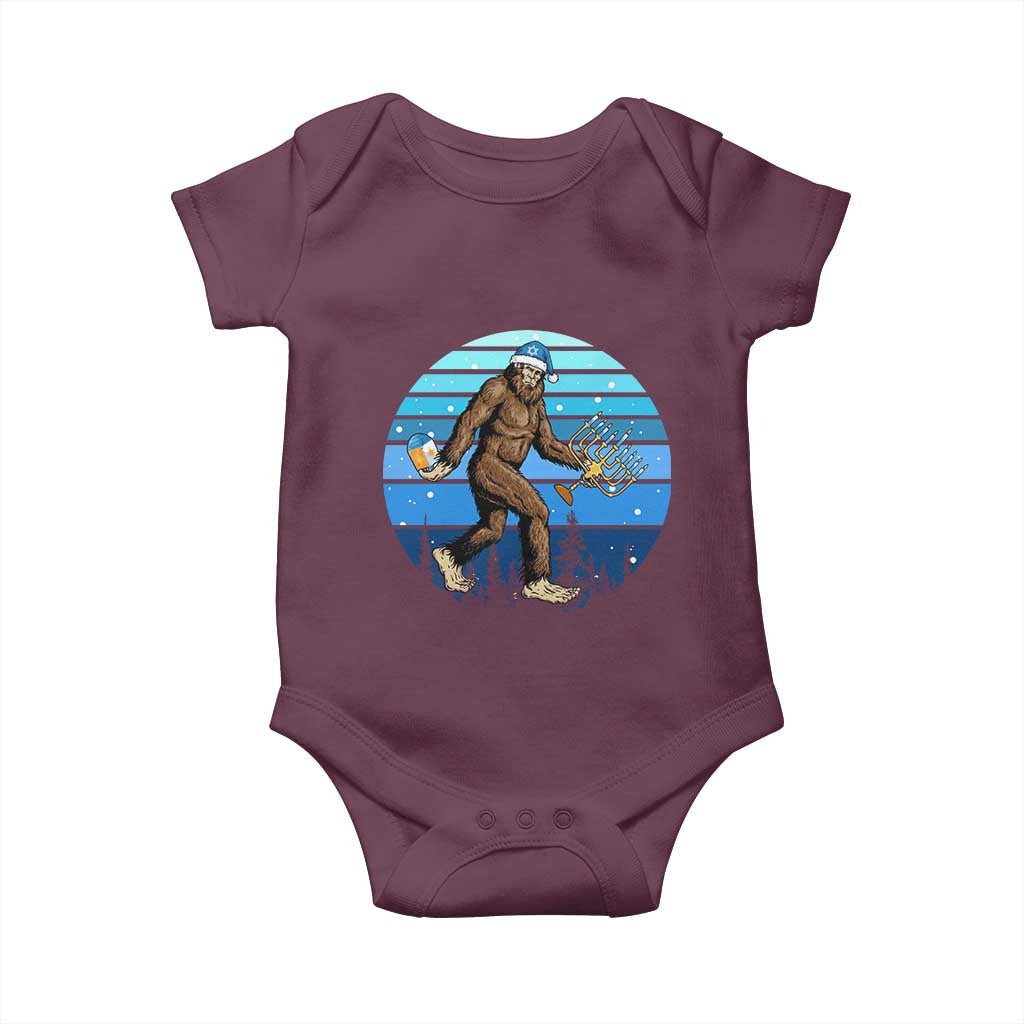 Funny Christmas Hanukkah Bigfoot Lover Baby Onesie Jewish Holiday Gift TS12 Maroon Print Your Wear
