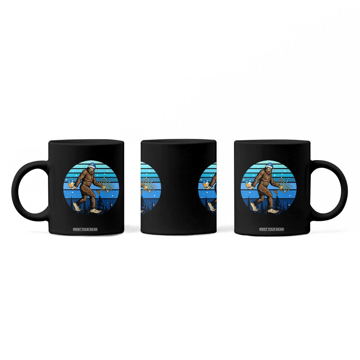 Funny Christmas Hanukkah Bigfoot Lover Coffee Mug Jewish Holiday Gift TS12 Print Your Wear