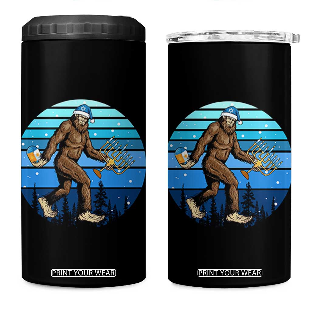 Funny Christmas Hanukkah Bigfoot Lover 4 in 1 Can Cooler Tumbler Jewish Holiday Gift TS12 One Size: 16 oz Black Print Your Wear