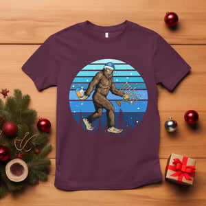 Funny Christmas Hanukkah Bigfoot Lover T Shirt Jewish Holiday Gift TS12 Maroon Print Your Wear