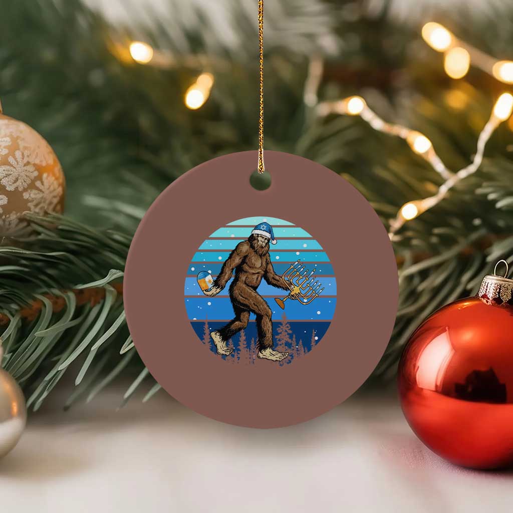 Funny Xmas Hanukkah Bigfoot Lover Ceramic Ornament Jewish Holiday Gift TS12 1pc Mocha Print Your Wear