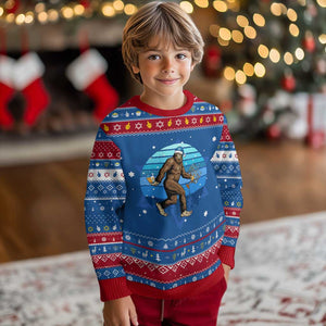 Funny Chrismukkah Bigfoot Lover Hanukkah Ugly Sweater Jewish Holiday Gift TS12 Blue Red Print Your Wear