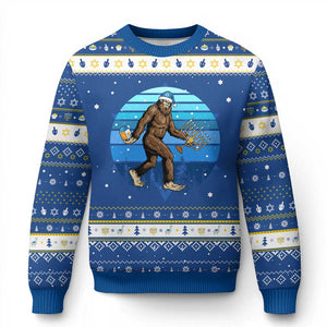 Funny Chrismukkah Bigfoot Lover Hanukkah Ugly Sweater Jewish Holiday Gift TS12 Blue White Print Your Wear