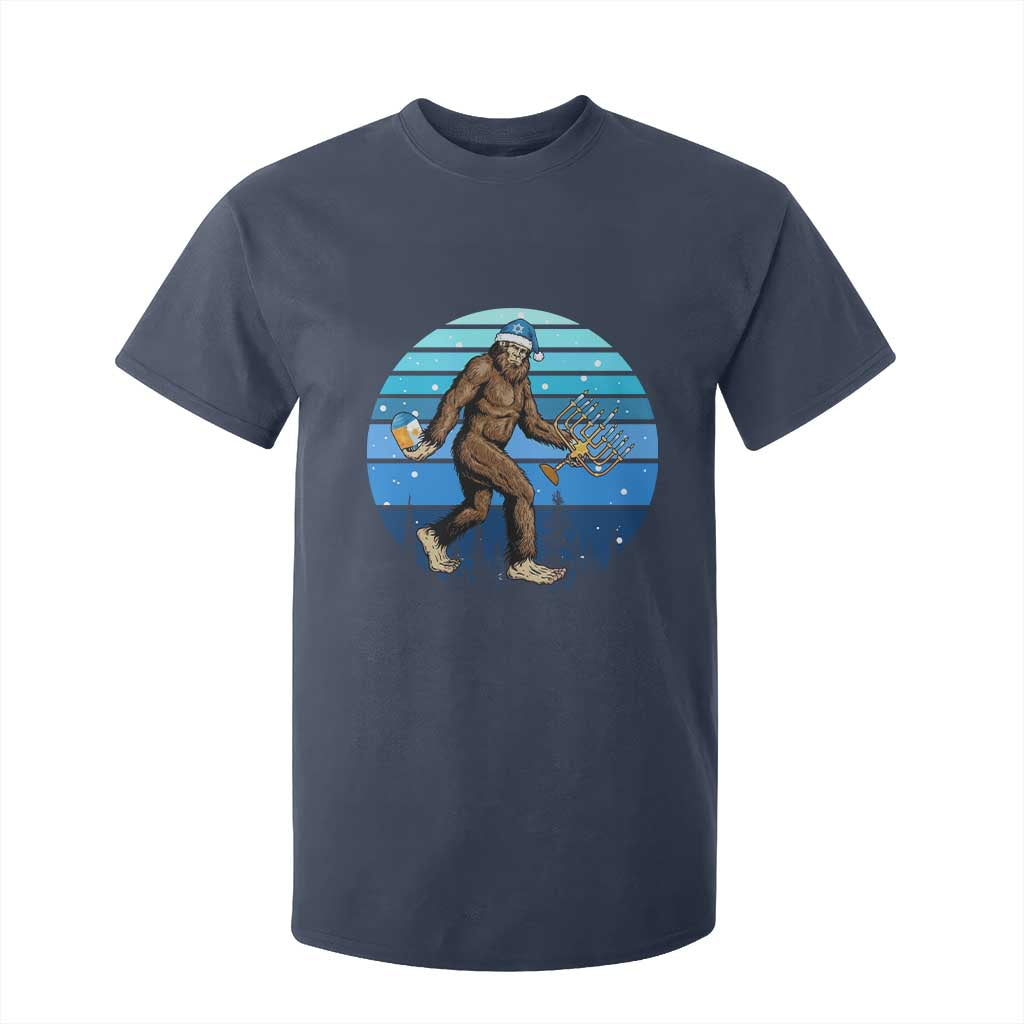 Funny Christmas Hanukkah Bigfoot Lover T Shirt For Kid Jewish Holiday Gift TS12 Navy Print Your Wear