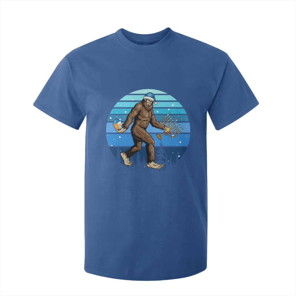 Funny Christmas Hanukkah Bigfoot Lover T Shirt For Kid Jewish Holiday Gift TS12 Royal Blue Print Your Wear