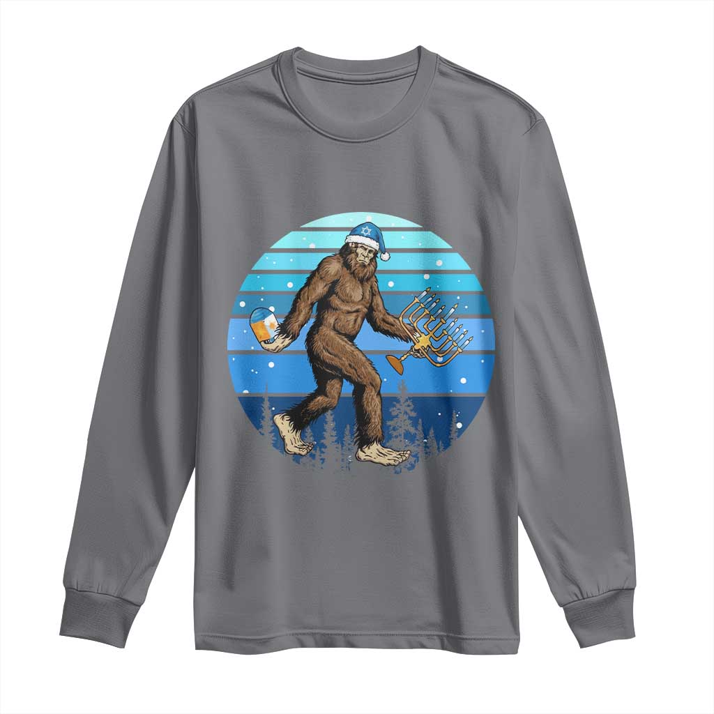 Funny Christmas Hanukkah Bigfoot Lover Long Sleeve Shirt Jewish Holiday Gift TS12 Charcoal Print Your Wear