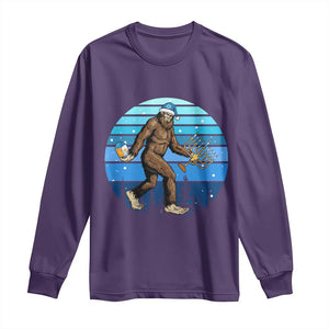 Funny Christmas Hanukkah Bigfoot Lover Long Sleeve Shirt Jewish Holiday Gift TS12 Purple Print Your Wear