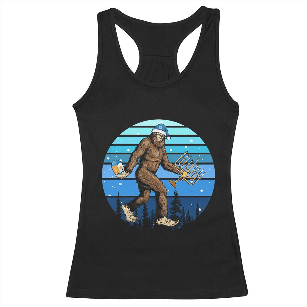 Funny Christmas Hanukkah Bigfoot Lover Racerback Tank Top Jewish Holiday Gift TS12 Black Print Your Wear
