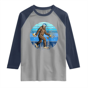 Funny Christmas Hanukkah Bigfoot Lover Raglan Shirt Jewish Holiday Gift TS12 Sport Gray Navy Print Your Wear