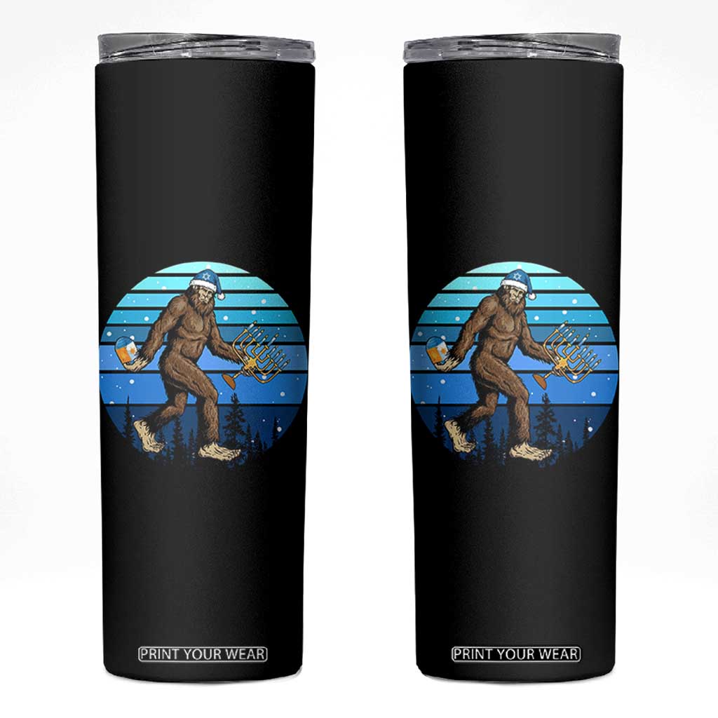 Funny Christmas Hanukkah Bigfoot Lover Skinny Tumbler Jewish Holiday Gift TS12 Black Print Your Wear