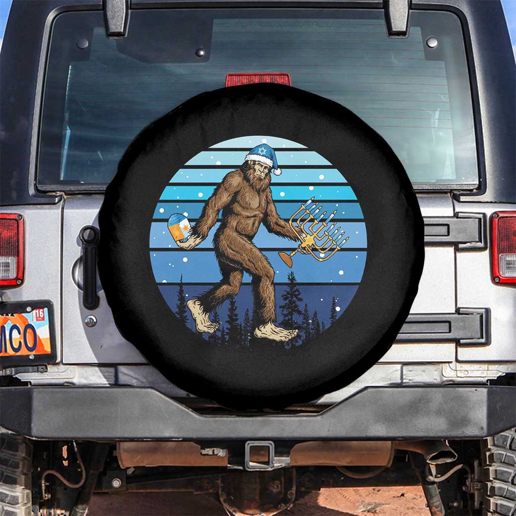 Funny Christmas Hanukkah Bigfoot Lover Spare Tire Cover Jewish Holiday Gift TS12 No hole Black Print Your Wear