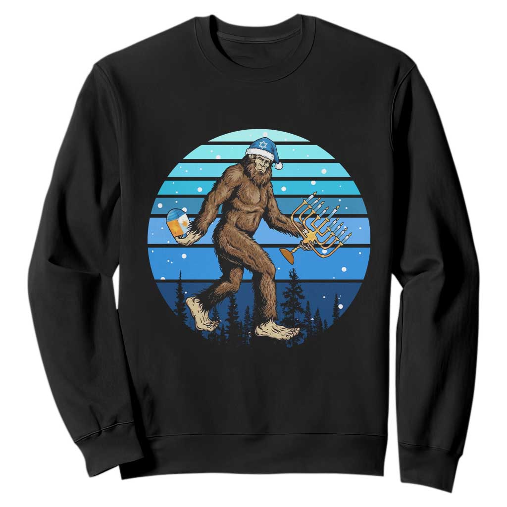 Funny Christmas Hanukkah Bigfoot Lover Sweatshirt Jewish Holiday Gift TS12 Black Print Your Wear