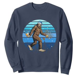 Funny Christmas Hanukkah Bigfoot Lover Sweatshirt Jewish Holiday Gift TS12 Navy Print Your Wear