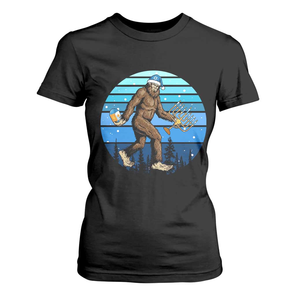 Funny Christmas Hanukkah Bigfoot Lover T Shirt For Women Jewish Holiday Gift TS12 Black Print Your Wear