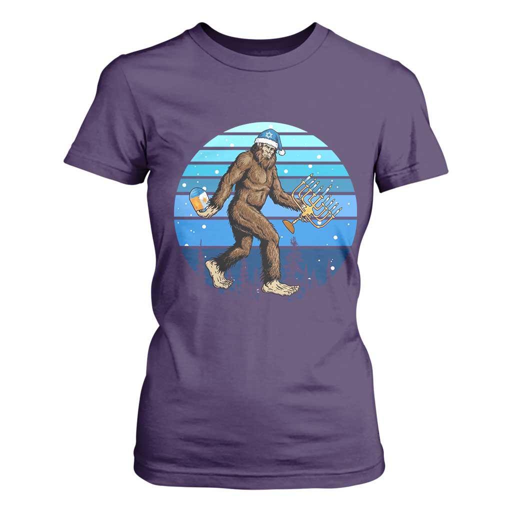 Funny Christmas Hanukkah Bigfoot Lover T Shirt For Women Jewish Holiday Gift TS12 Purple Print Your Wear