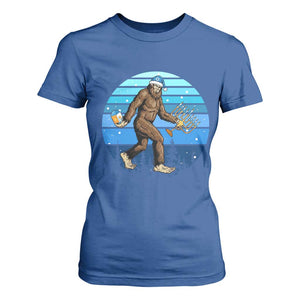 Funny Christmas Hanukkah Bigfoot Lover T Shirt For Women Jewish Holiday Gift TS12 Royal Blue Print Your Wear