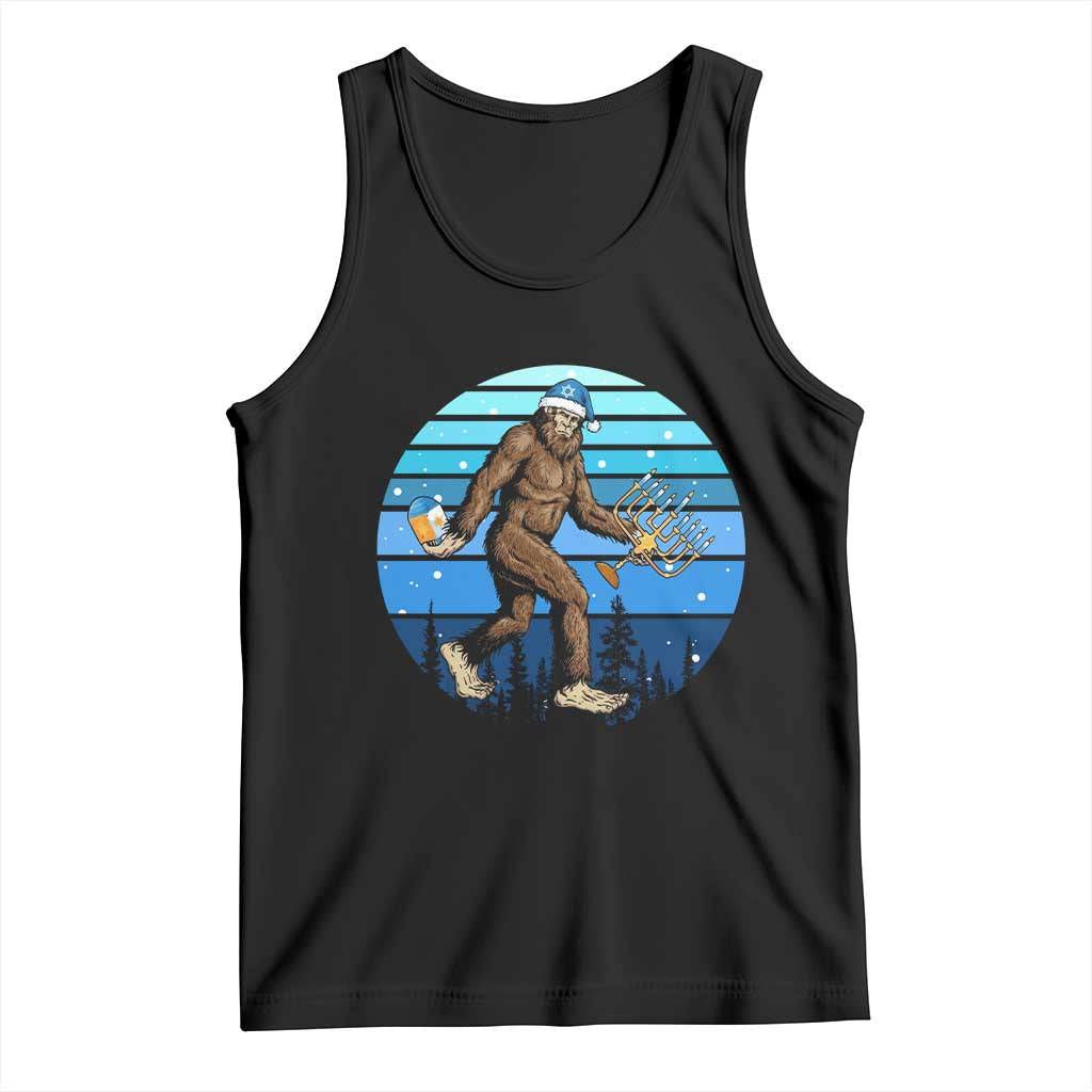 Funny Christmas Hanukkah Bigfoot Lover Tank Top Jewish Holiday Gift TS12 Black Print Your Wear