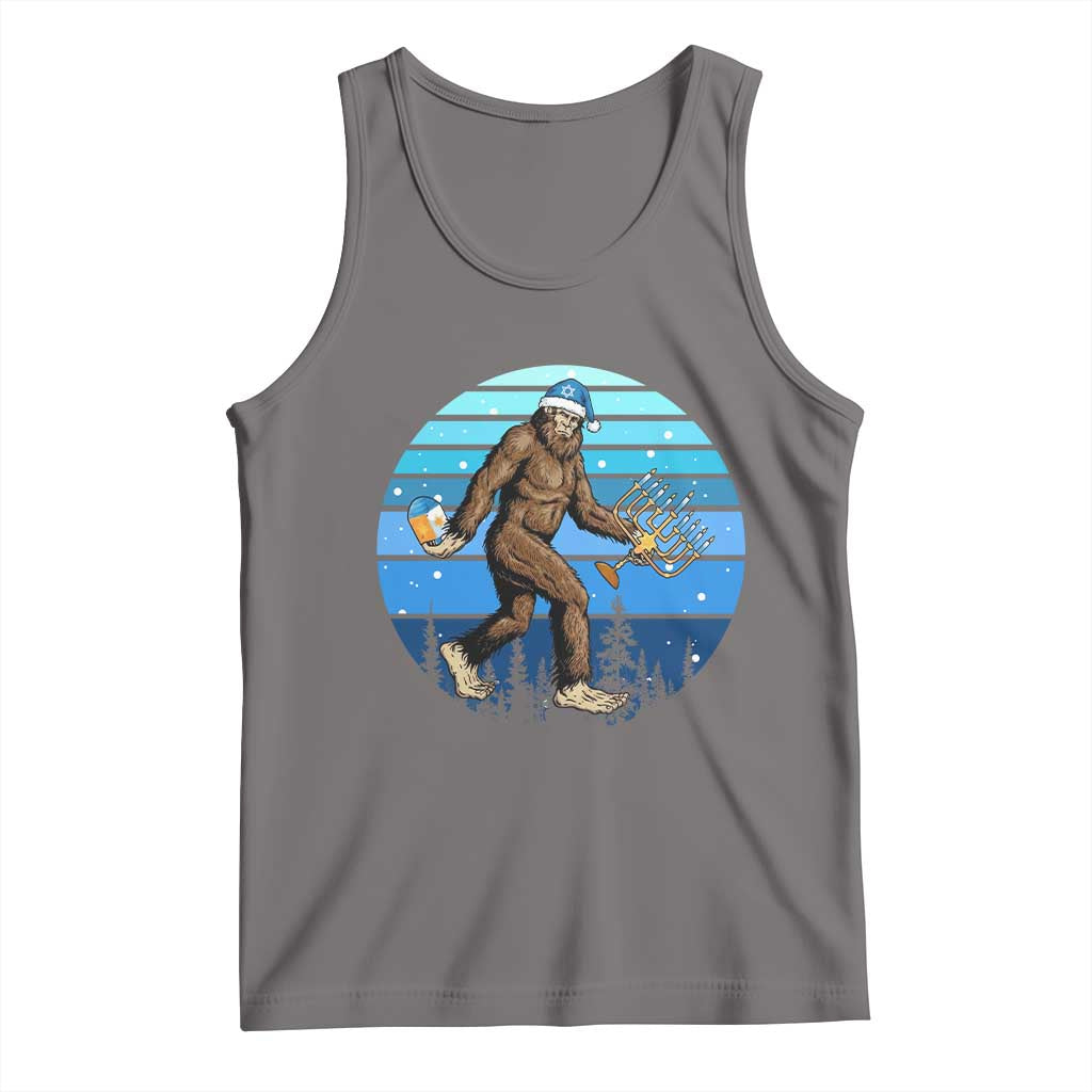 Funny Christmas Hanukkah Bigfoot Lover Tank Top Jewish Holiday Gift TS12 Deep Heather Print Your Wear