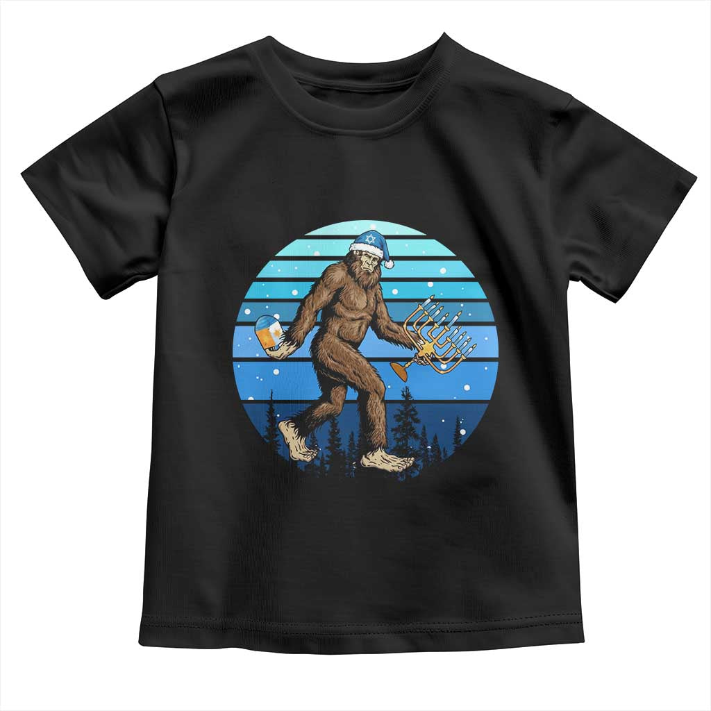 Funny Christmas Hanukkah Bigfoot Lover Toddler T Shirt Jewish Holiday Gift TS12 Black Print Your Wear