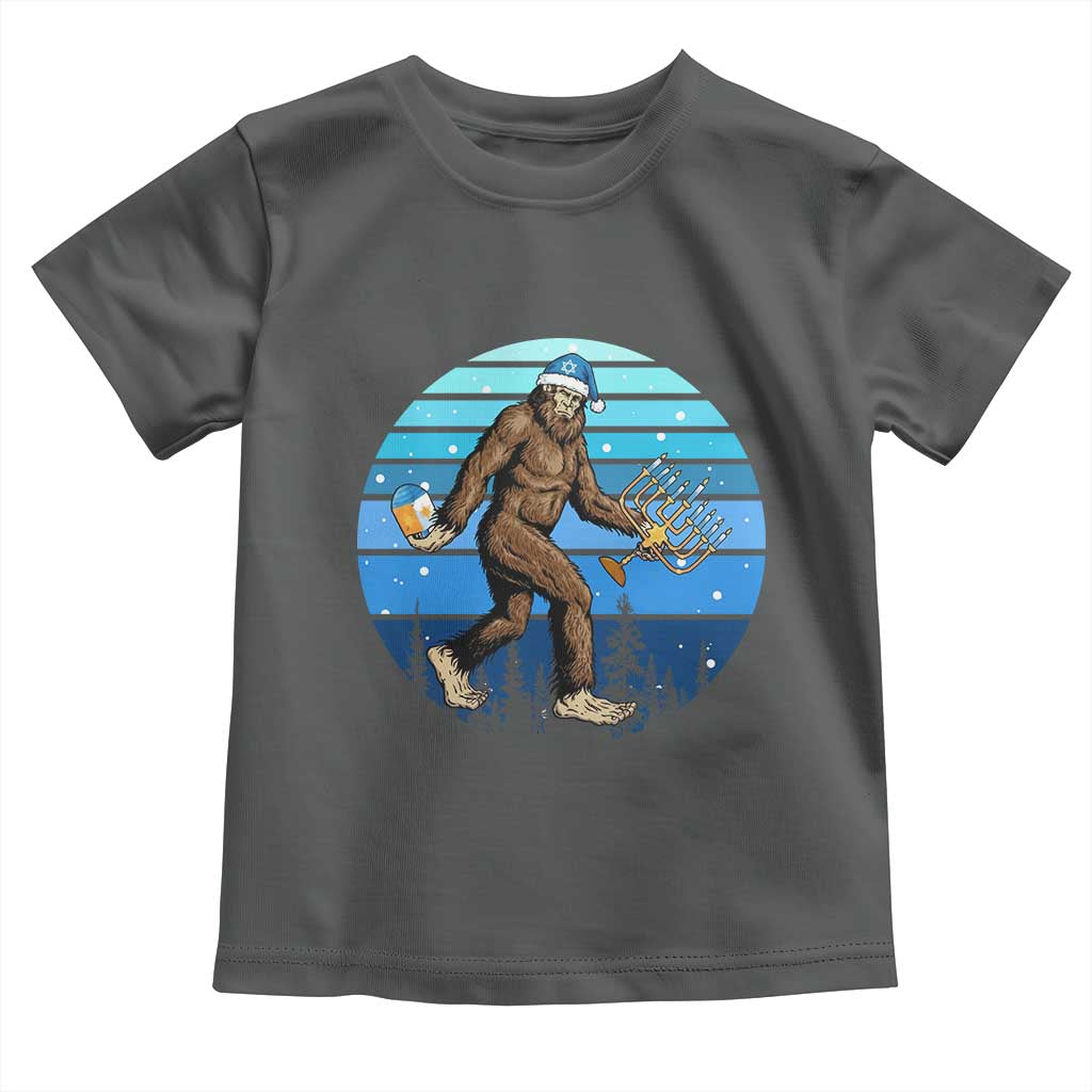Funny Christmas Hanukkah Bigfoot Lover Toddler T Shirt Jewish Holiday Gift TS12 Dark Heather Print Your Wear
