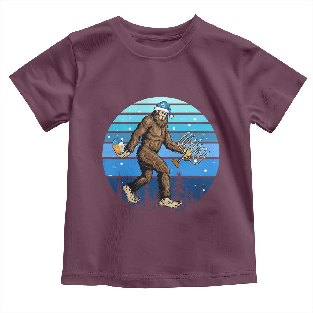 Funny Christmas Hanukkah Bigfoot Lover Toddler T Shirt Jewish Holiday Gift TS12 Maroon Print Your Wear