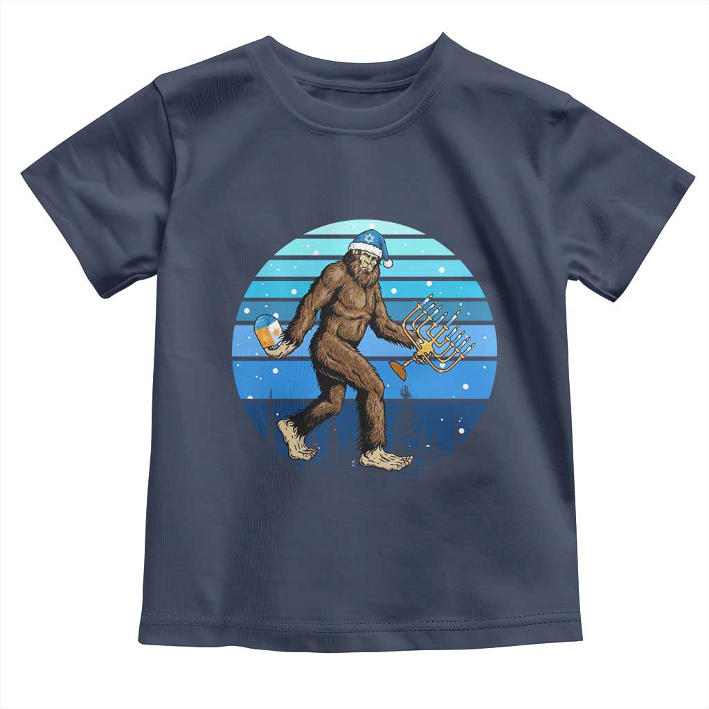 Funny Christmas Hanukkah Bigfoot Lover Toddler T Shirt Jewish Holiday Gift TS12 Navy Print Your Wear