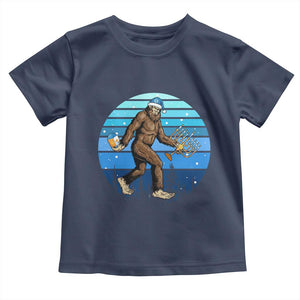 Funny Christmas Hanukkah Bigfoot Lover Toddler T Shirt Jewish Holiday Gift TS12 Navy Print Your Wear