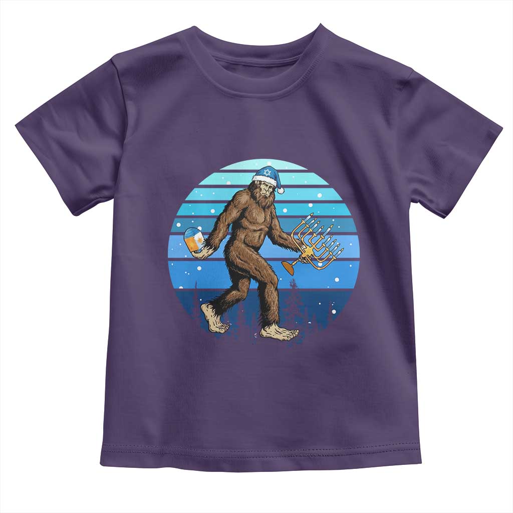 Funny Christmas Hanukkah Bigfoot Lover Toddler T Shirt Jewish Holiday Gift TS12 Purple Print Your Wear