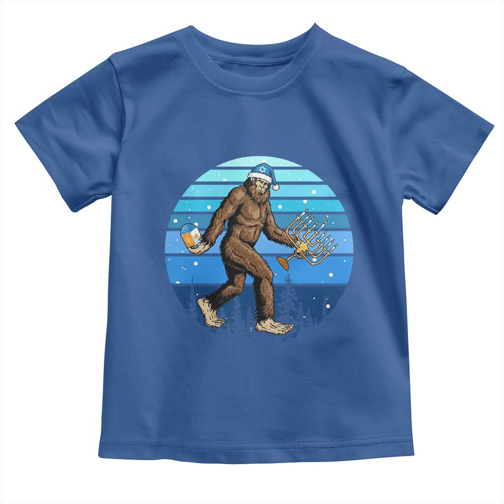 Funny Christmas Hanukkah Bigfoot Lover Toddler T Shirt Jewish Holiday Gift TS12 Royal Blue Print Your Wear