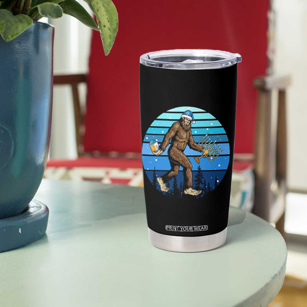 Funny Christmas Hanukkah Bigfoot Lover Tumbler Cup Jewish Holiday Gift TS12 Print Your Wear