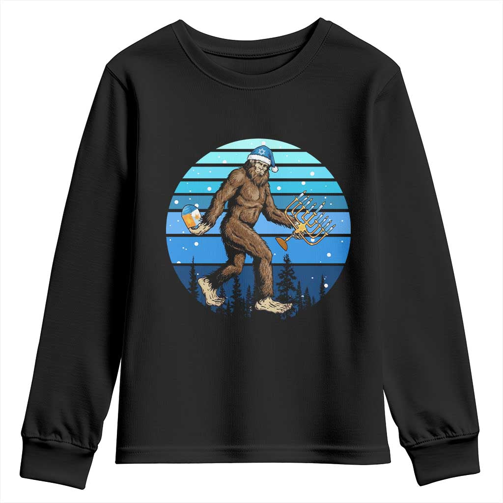 Funny Christmas Hanukkah Bigfoot Lover Youth Sweatshirt Jewish Holiday Gift TS12 Black Print Your Wear