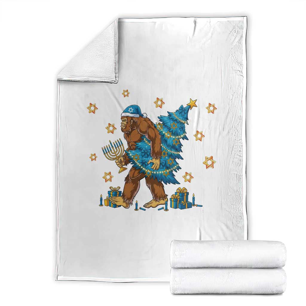 Funny Hanukkah Bigfoot Lover Jewish Holiday Gift Throw Blanket TS12 Black Print Your Wear