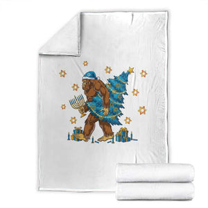 Funny Hanukkah Bigfoot Lover Jewish Holiday Gift Throw Blanket TS12 Black Print Your Wear