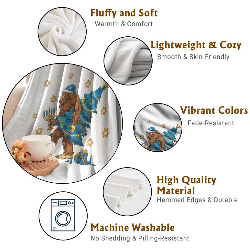 Funny Hanukkah Bigfoot Lover Jewish Holiday Gift Throw Blanket TS12 Print Your Wear