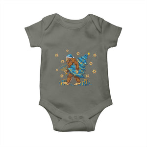 Funny Hanukkah Bigfoot Lover Jewish Holiday Gift Baby Onesie TS12 Military Green Print Your Wear