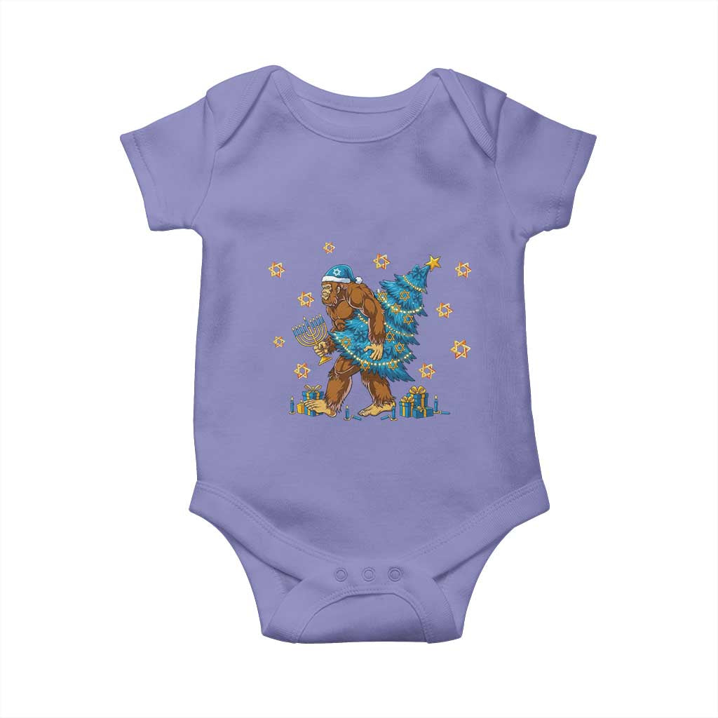 Funny Hanukkah Bigfoot Lover Jewish Holiday Gift Baby Onesie TS12 Violet Print Your Wear