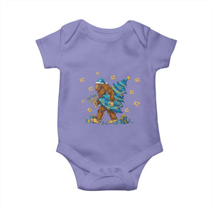 Funny Hanukkah Bigfoot Lover Jewish Holiday Gift Baby Onesie TS12 Violet Print Your Wear