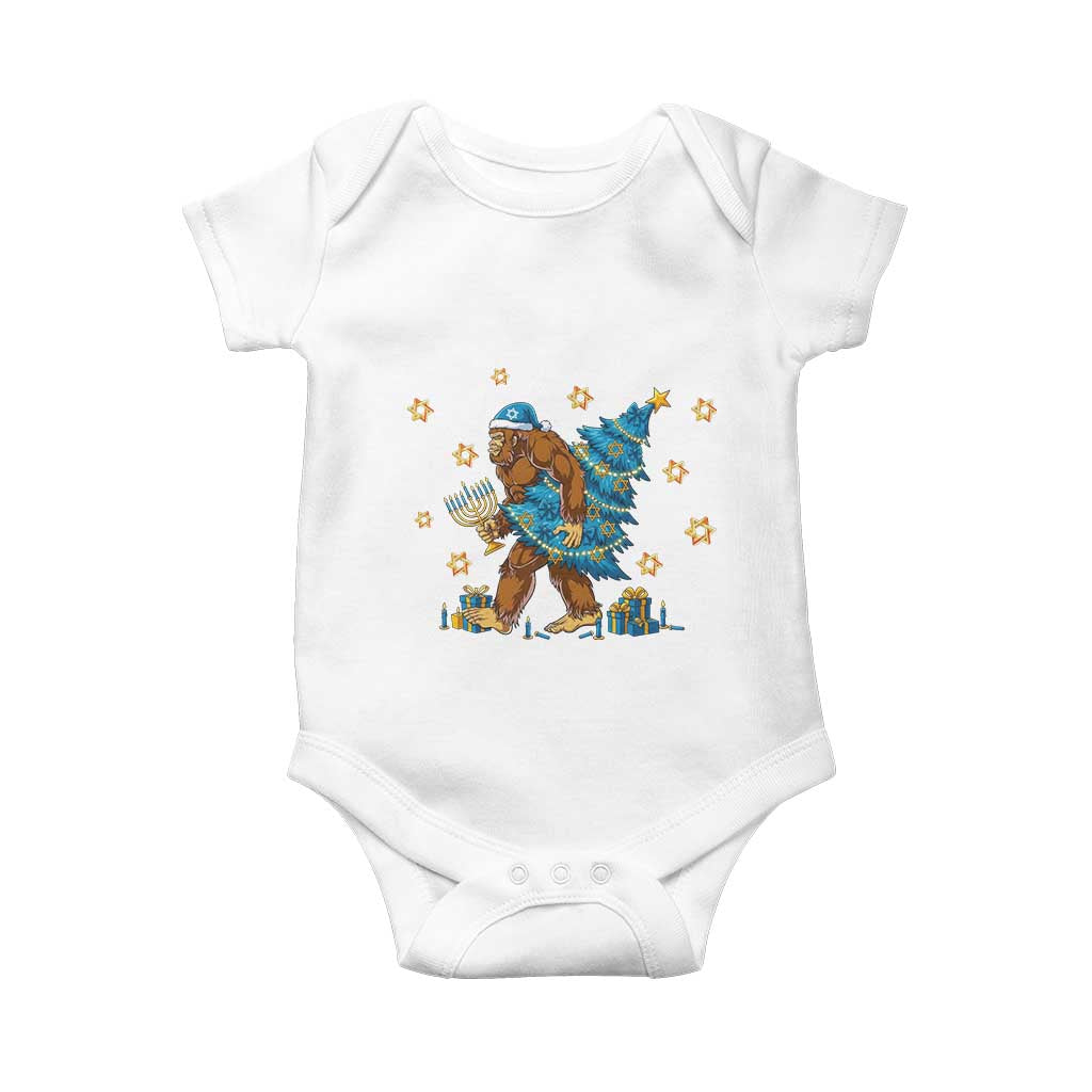 Funny Hanukkah Bigfoot Lover Jewish Holiday Gift Baby Onesie TS12 White Print Your Wear