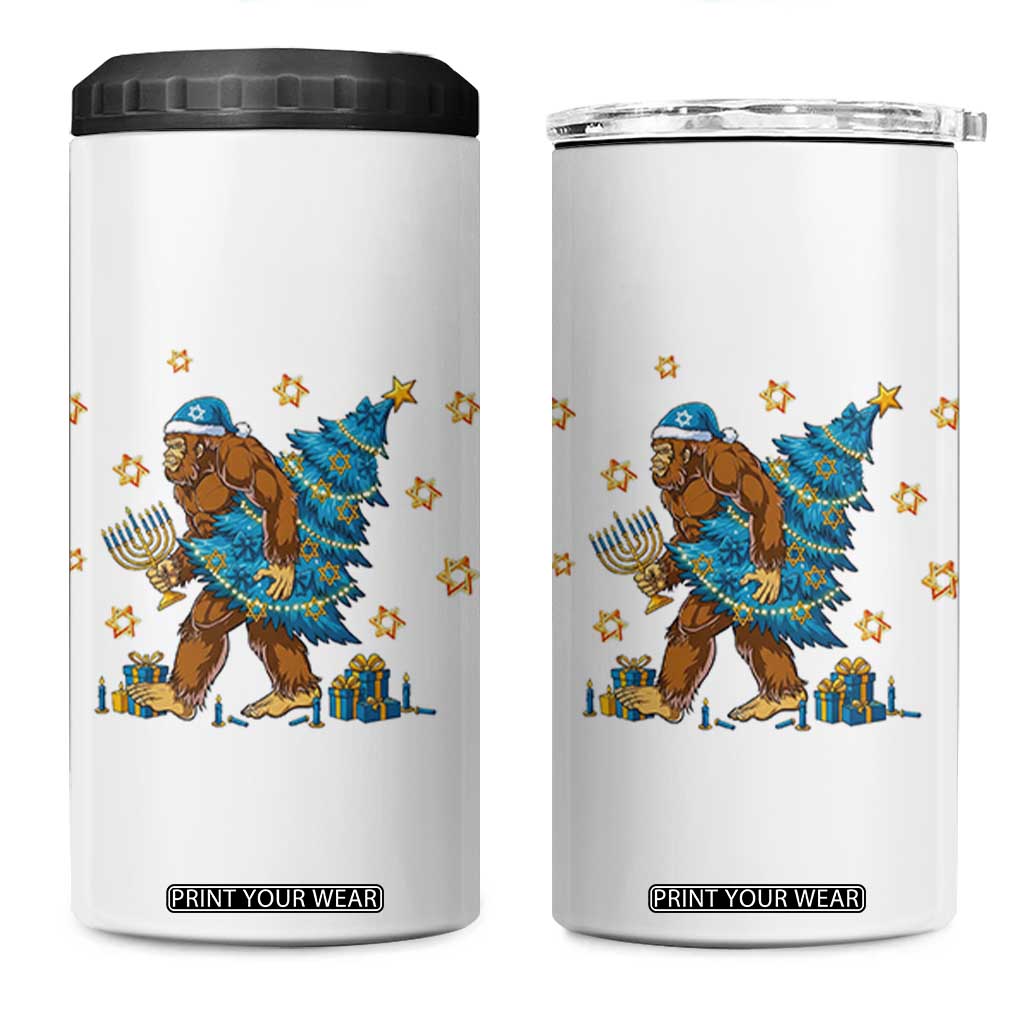 Funny Hanukkah Bigfoot Lover Jewish Holiday Gift 4 in 1 Can Cooler Tumbler TS12 One Size: 16 oz White Print Your Wear