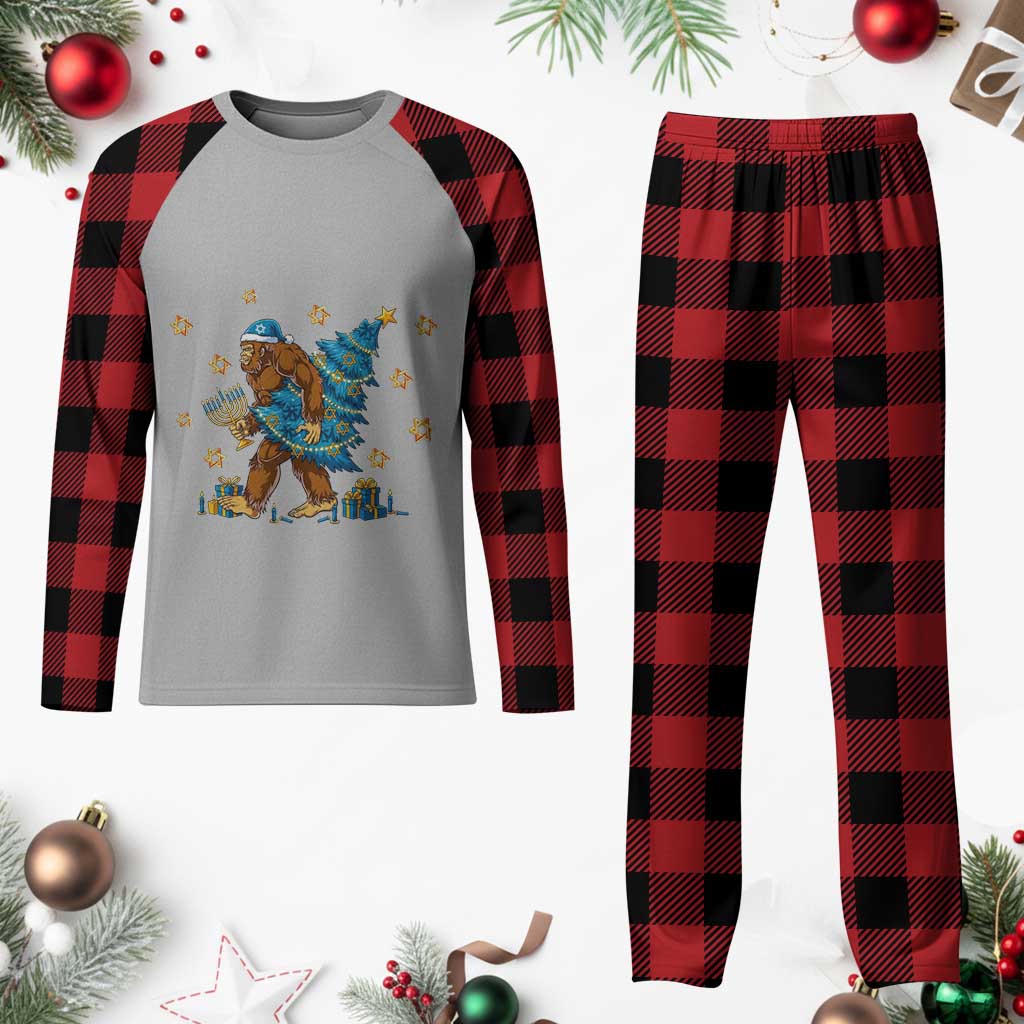 Funny Hanukkah Bigfoot Lover Jewish Holiday Gift Plaid Pajama Set TS12 Buffalo Plaid Print Your Wear