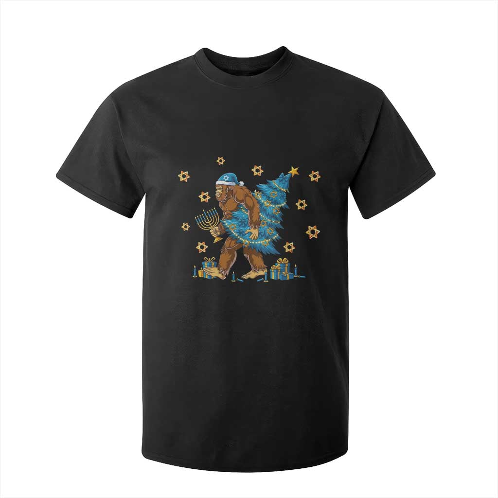Funny Hanukkah Bigfoot Lover Jewish Holiday Gift T Shirt For Kid TS12 Black Print Your Wear