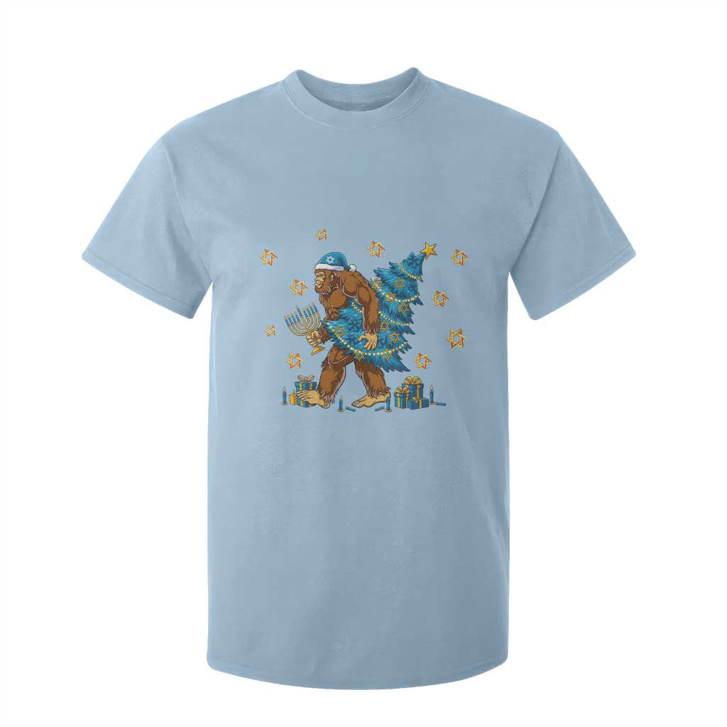 Funny Hanukkah Bigfoot Lover Jewish Holiday Gift T Shirt For Kid TS12 Light Blue Print Your Wear