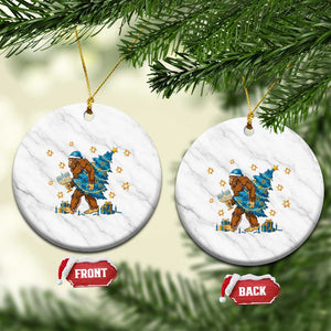 Funny Hanukkah Bigfoot Lover Jewish Holiday Gift Ceramic Ornament TS12 1pc White Marble Print Your Wear