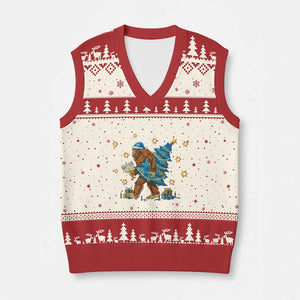 Funny Hanukkah Bigfoot Lover Jewish Holiday Gift V-Neck Knit Sweater Vest TS12 Beige Red Print Your Wear