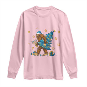 Funny Hanukkah Bigfoot Lover Jewish Holiday Gift Long Sleeve Shirt TS12 Light Pink Print Your Wear